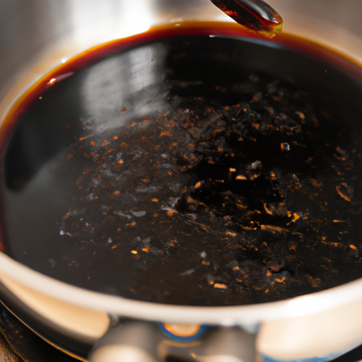 Homemade balsamic glaze in a saucepan